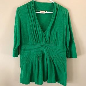 ANTHROPOLOGIE Green Decorative Peplum T Shirt